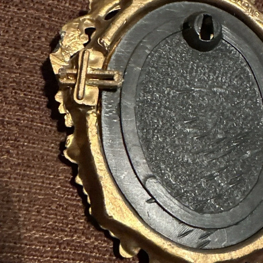 Vintage Mid Century Ornate Gold Plastic Miniature Frame Mona Lisa Hong Kong 626